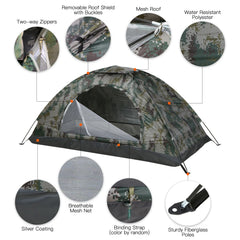Stealth Camo Dome Tent – Lightweight Shelter for Outdoor Adventures