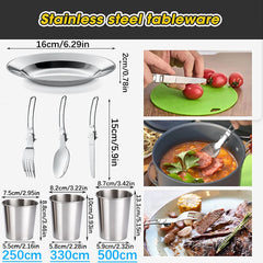 Camping Cooking set Camping Cookware Travel Tableware - Fired Hammer