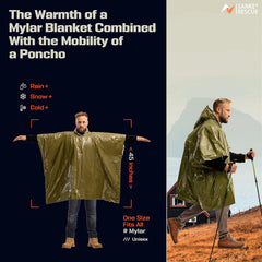 Emergency Thermal Rain Poncho – Waterproof & Heat Reflective Survival Gear