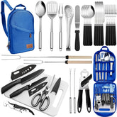 Portable Camping Kitchen Utensil Set-27 Piece Cookware Kit - Fired Hammer