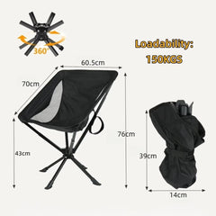 Fired Hammer TrailSpin 360 – Portable Swivel Folding Chair