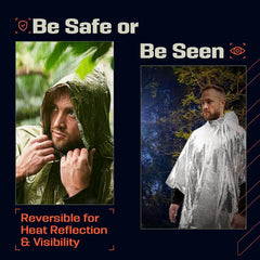 Emergency Thermal Rain Poncho – Waterproof & Heat Reflective Survival Gear